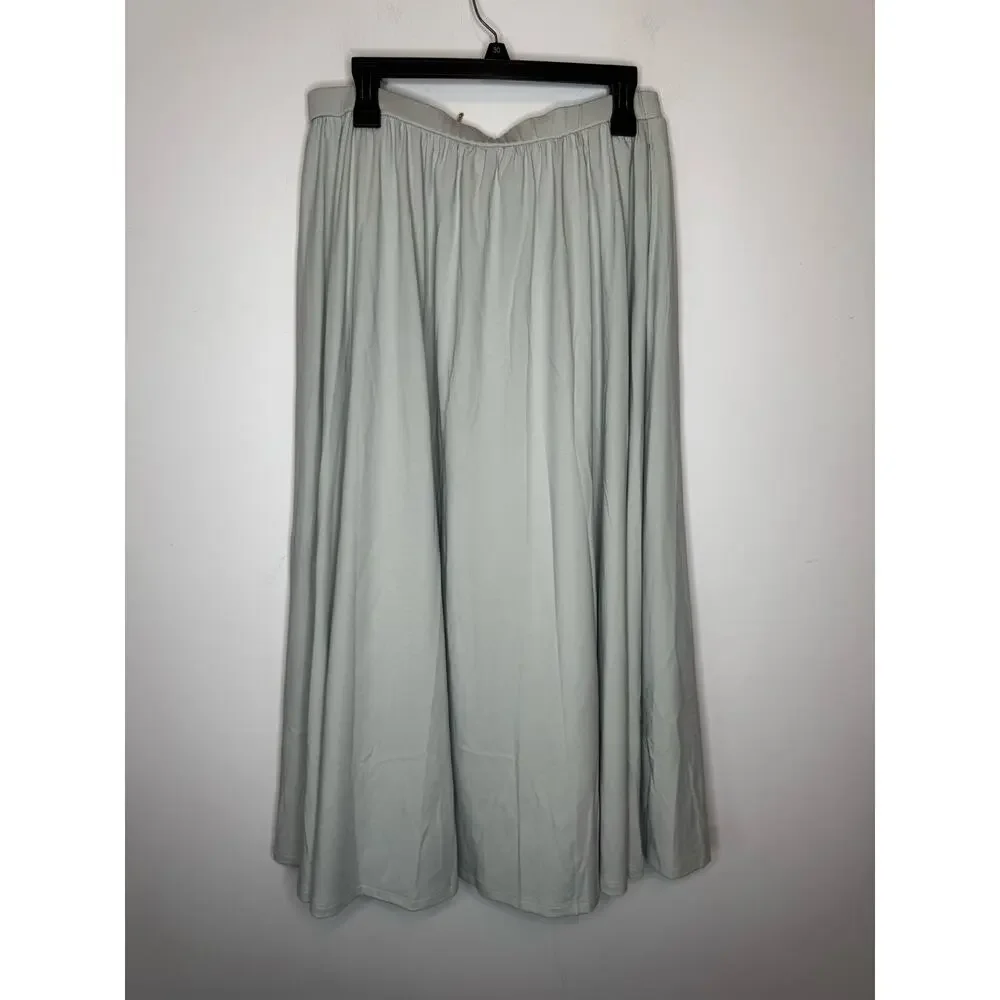 OGL Move Gray Maxi Skirt Long Flowy High Rise Elastic Waist Pockets Size L